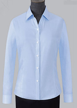 藍色條紋女士V領襯衫制作辦公室必選MZN-VC31