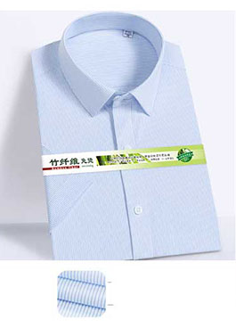 訂制條紋藍色短袖男士襯衫竹纖維面料MZN-NC44